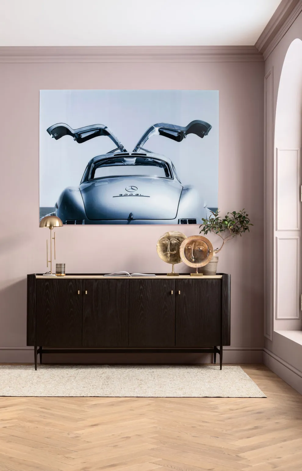 Glasschilderij Oldtimer Zwart 160x120cm