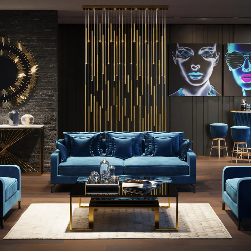 Hanglamp Living Vegas Deluxe Messing LED