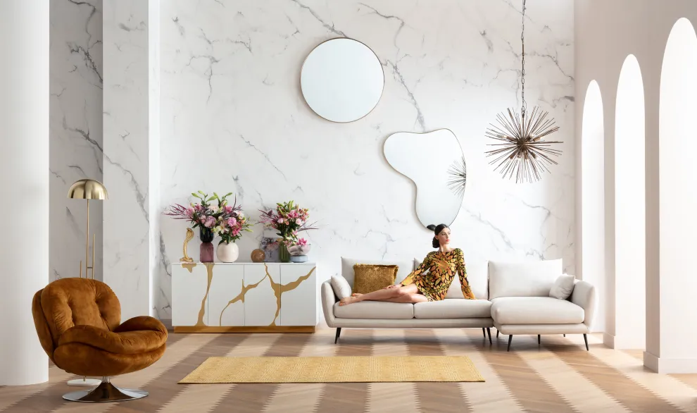 Hoekbank Amalfi Rechts Creme 275cm