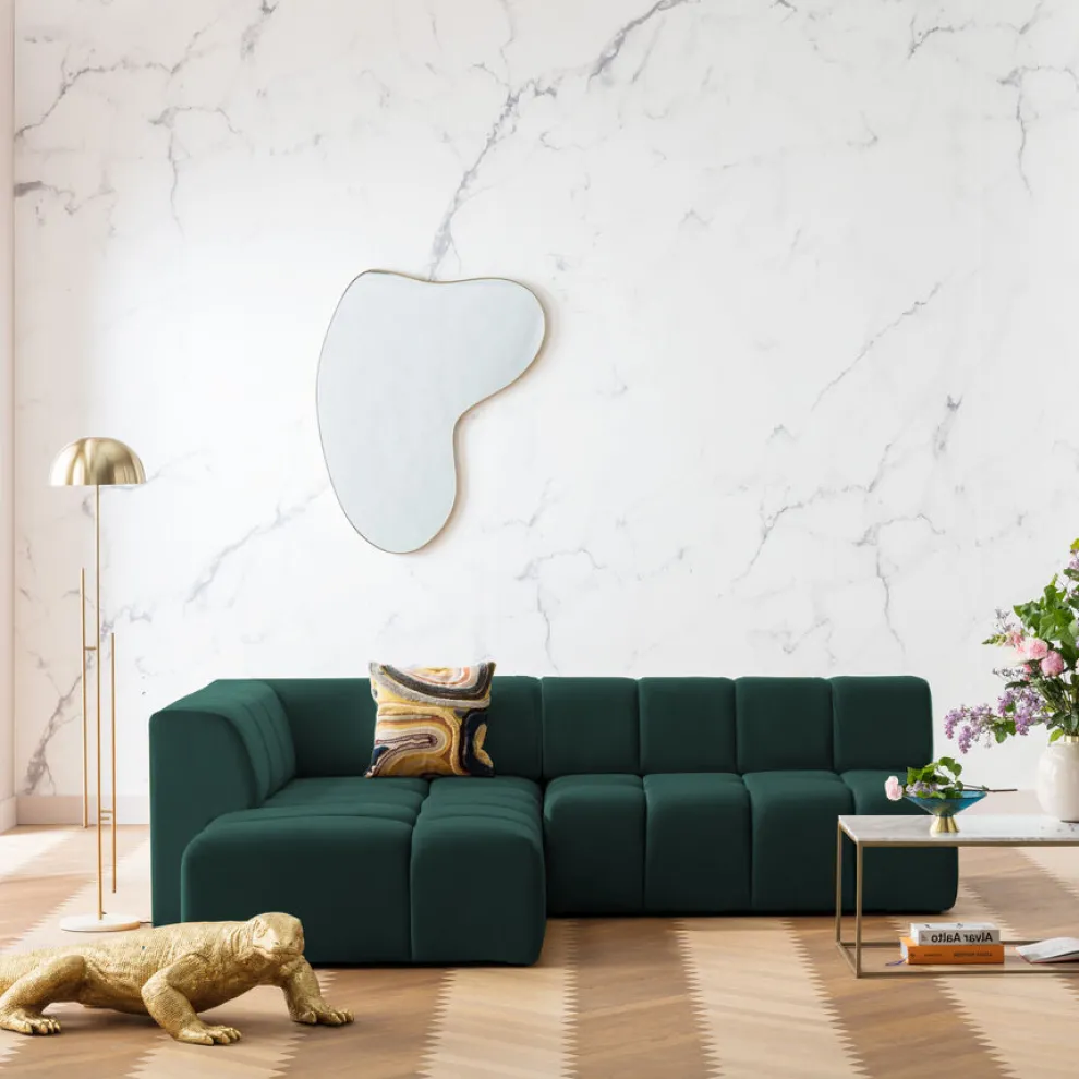 Hoekbank Belami Fluweel Donkergroen Links 265cm