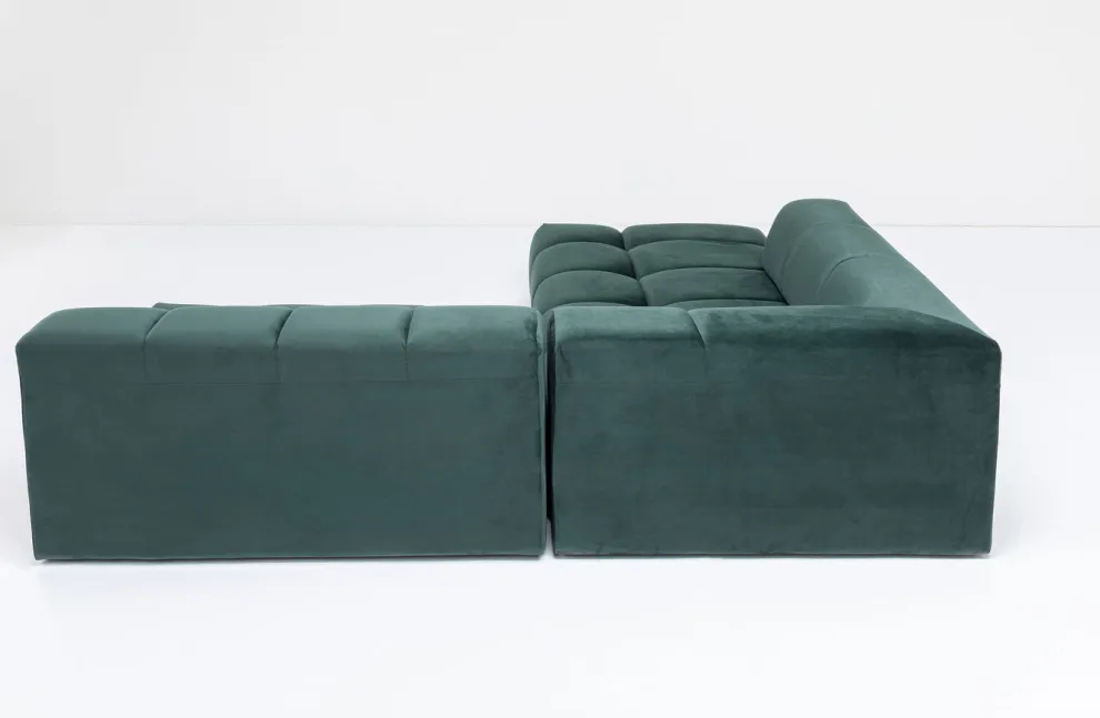 Hoekbank Belami Fluweel Donkergroen Links 265cm