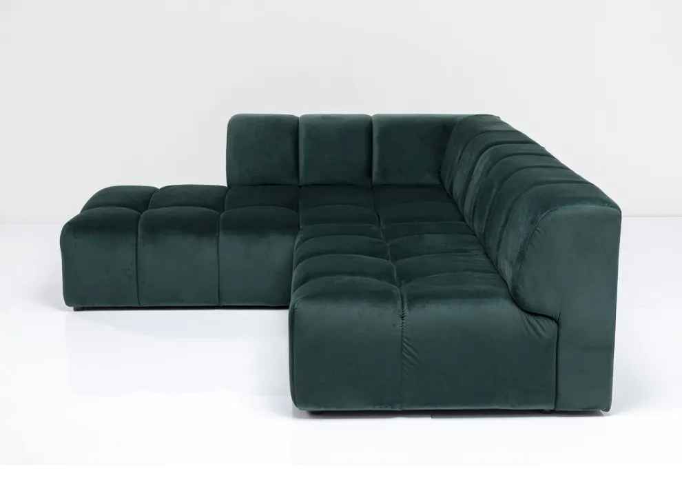 Hoekbank Belami Fluweel Donkergroen Links 265cm