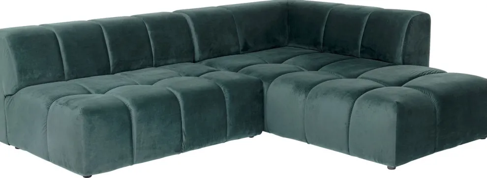 Hoekbank Belami Fluweel Donkergroen Rechts 265cm