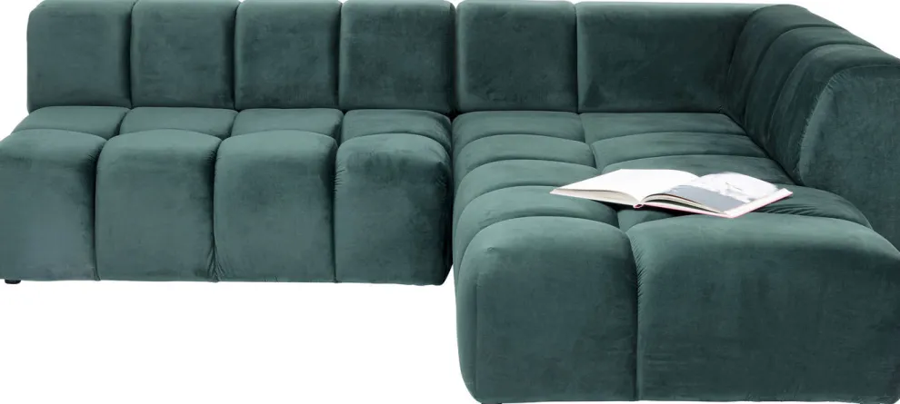 Hoekbank Belami Fluweel Donkergroen Rechts 265cm
