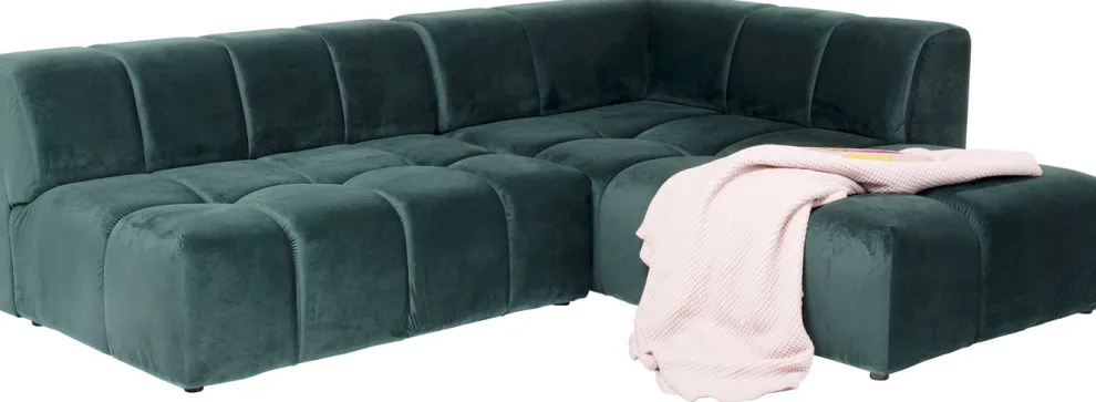 Hoekbank Belami Fluweel Donkergroen Rechts 265cm