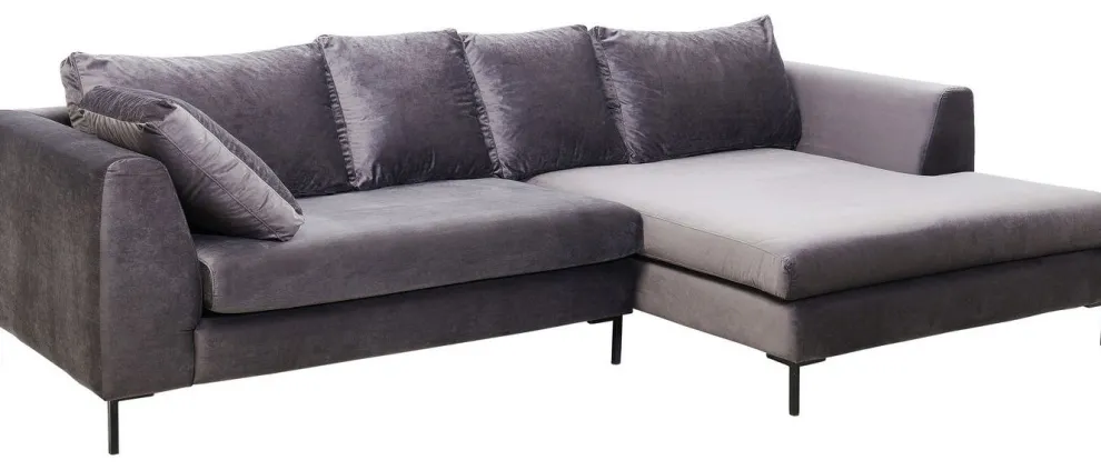 Hoekbank Gianni Fluweel Grijs Rechts Zwart