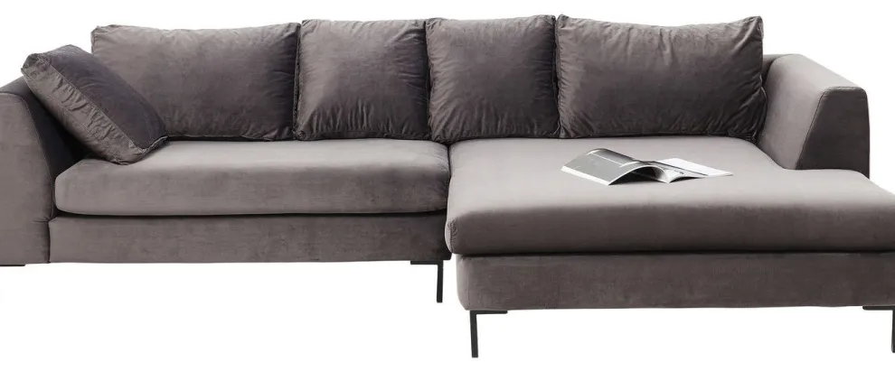 Hoekbank Gianni Fluweel Grijs Rechts Zwart