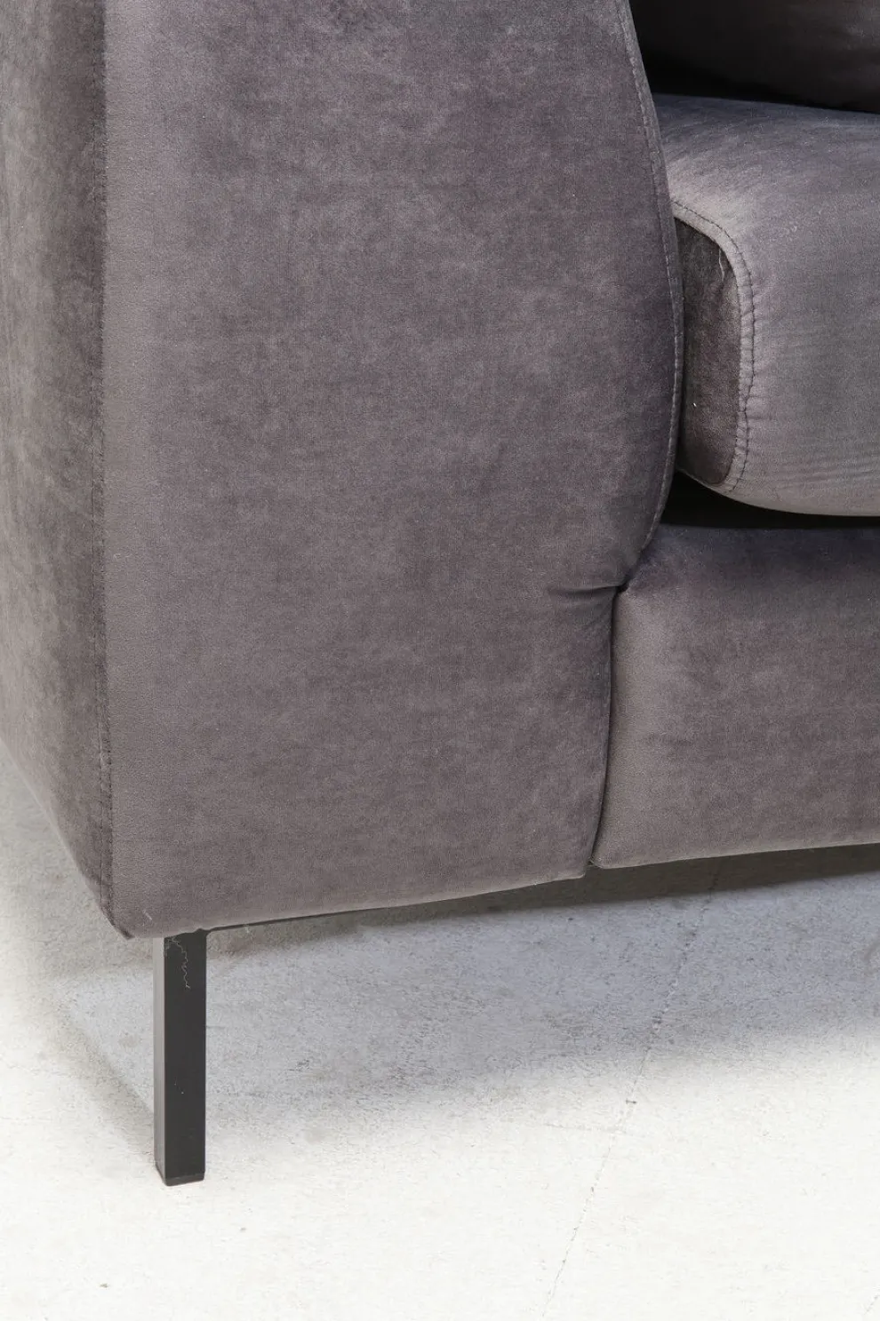 Hoekbank Gianni Fluweel Grijs Rechts Zwart