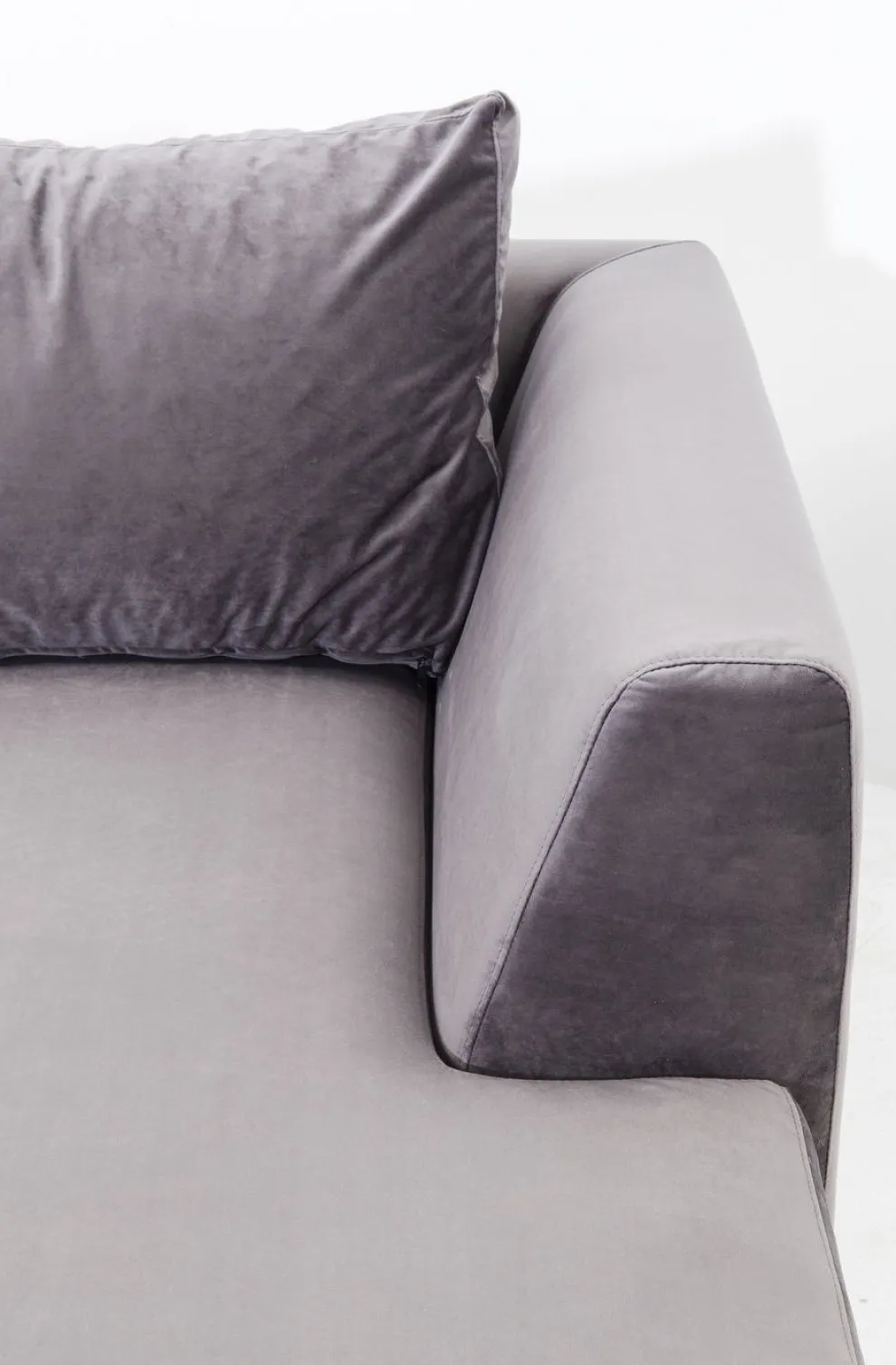 Hoekbank Gianni Fluweel Grijs Rechts Zwart