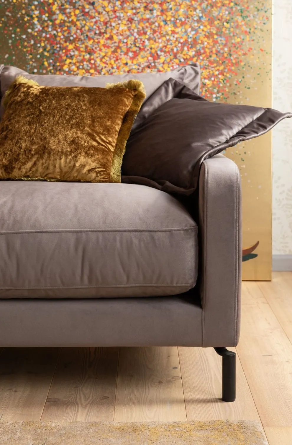 Hoekbank Gianni Fluweel Grijs Rechts Zwart