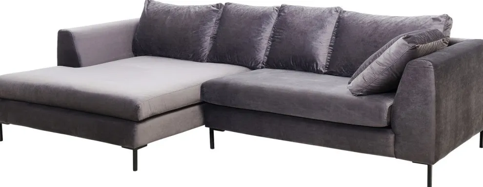 Hoekbank Gianni Fluweel Grijs Links Zwart