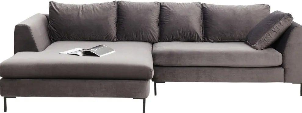 Hoekbank Gianni Fluweel Grijs Links Zwart