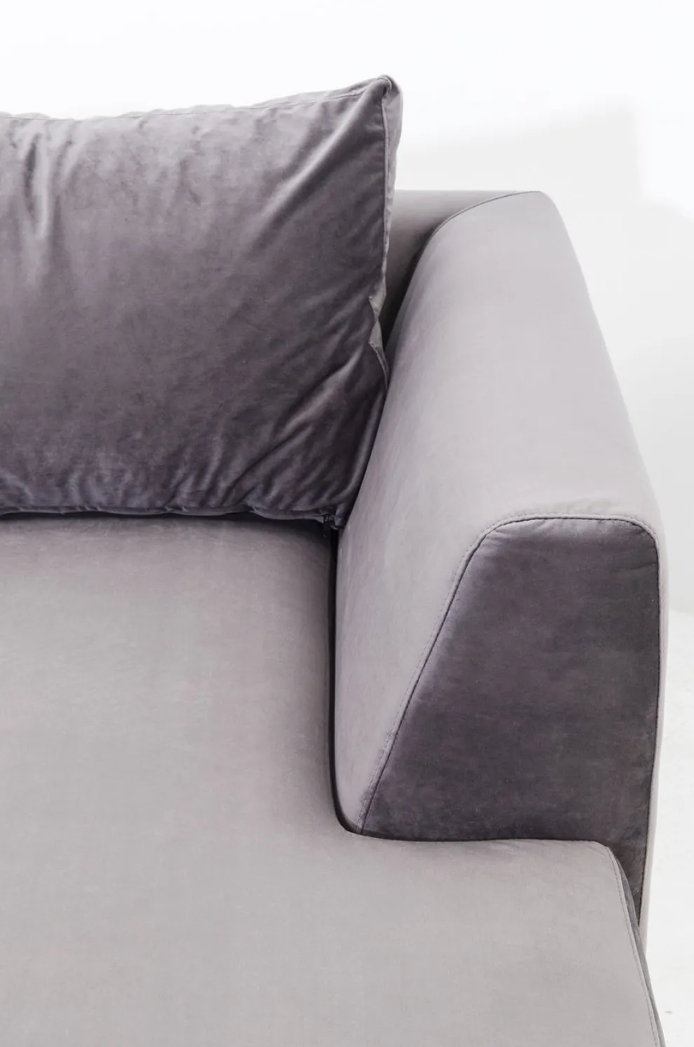 Hoekbank Gianni Fluweel Grijs Links Zwart