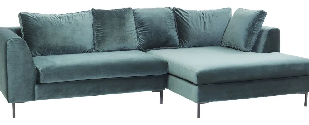 Hoekbank Gianni Fluweel Donkergroen Rechts Zwart