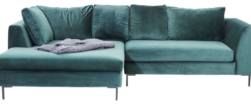 Hoekbank Gianni Fluweel Donkergroen Links Zwart