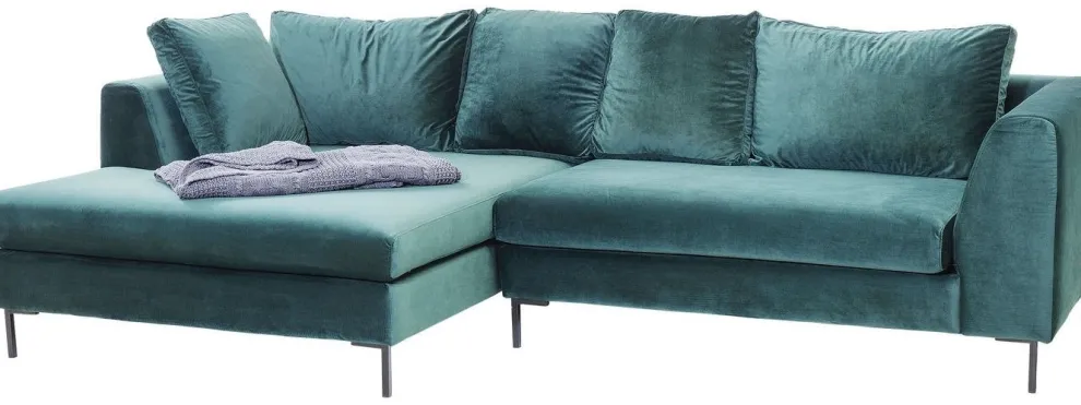 Hoekbank Gianni Fluweel Donkergroen Links Zwart