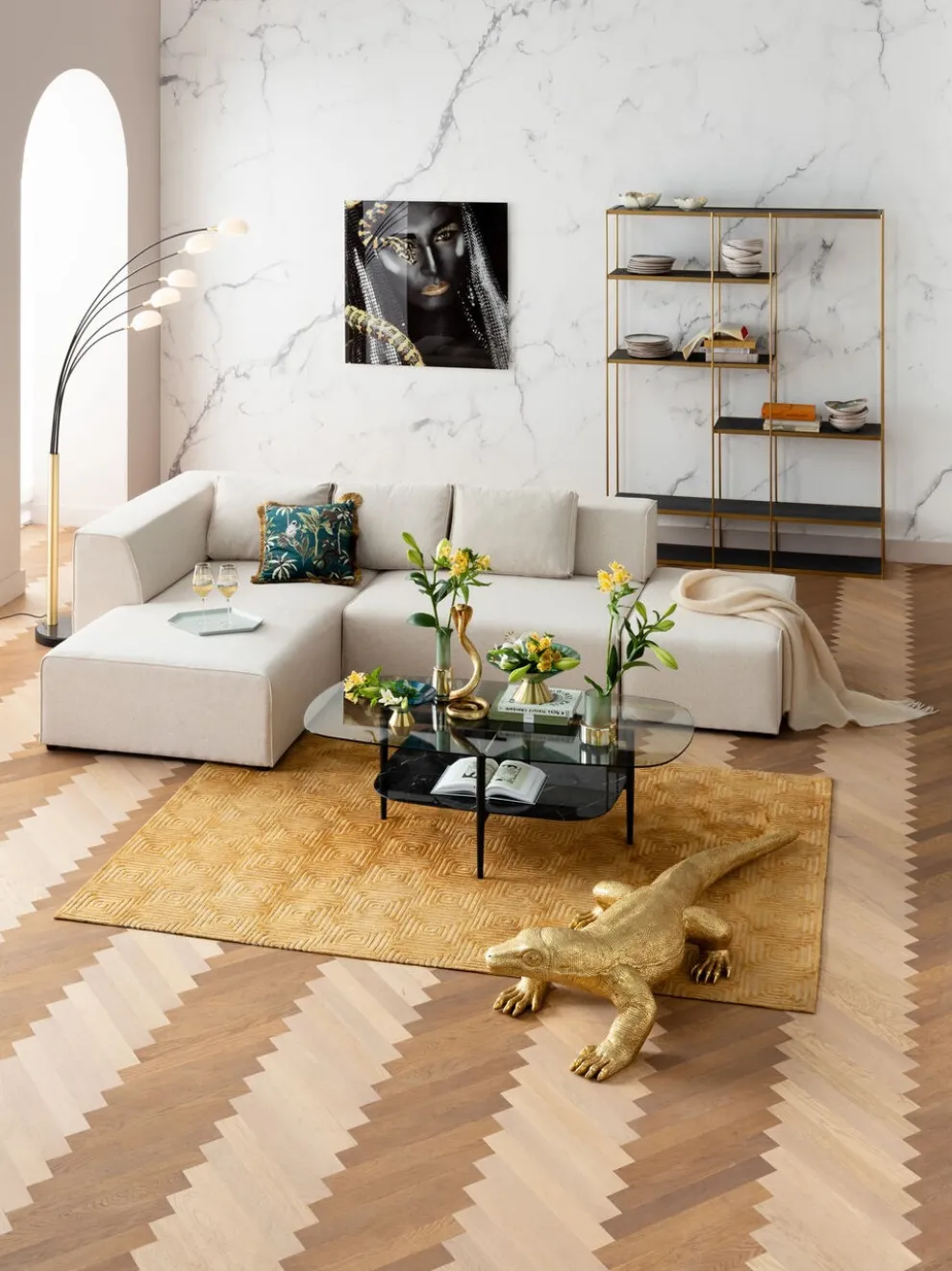 Hoekbank Infinity Ottomane Creme Links