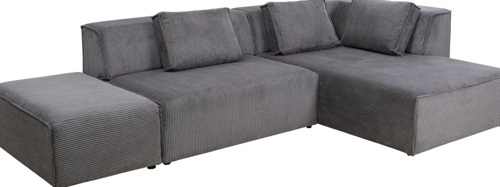 Hoekbank Infinity Ottomane Cord Grey Right