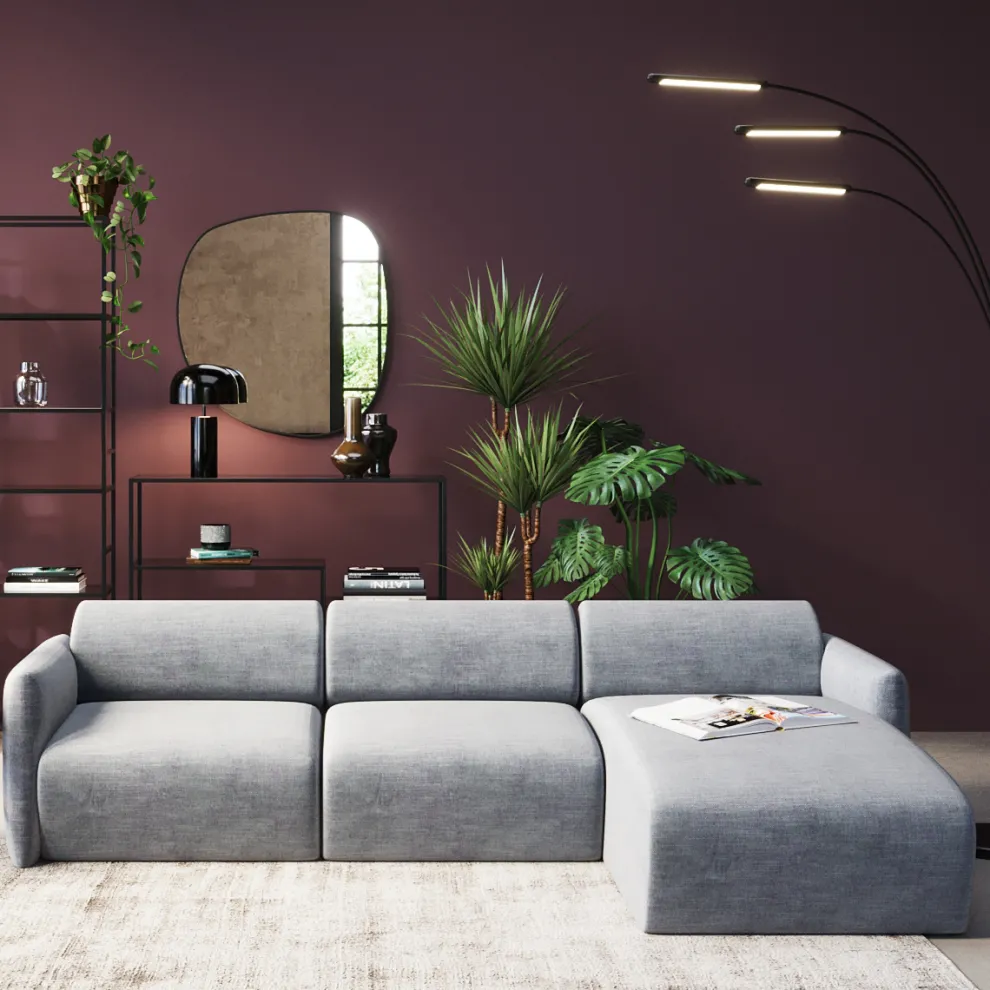 Hoekbank Lucca Grey Right 255cm