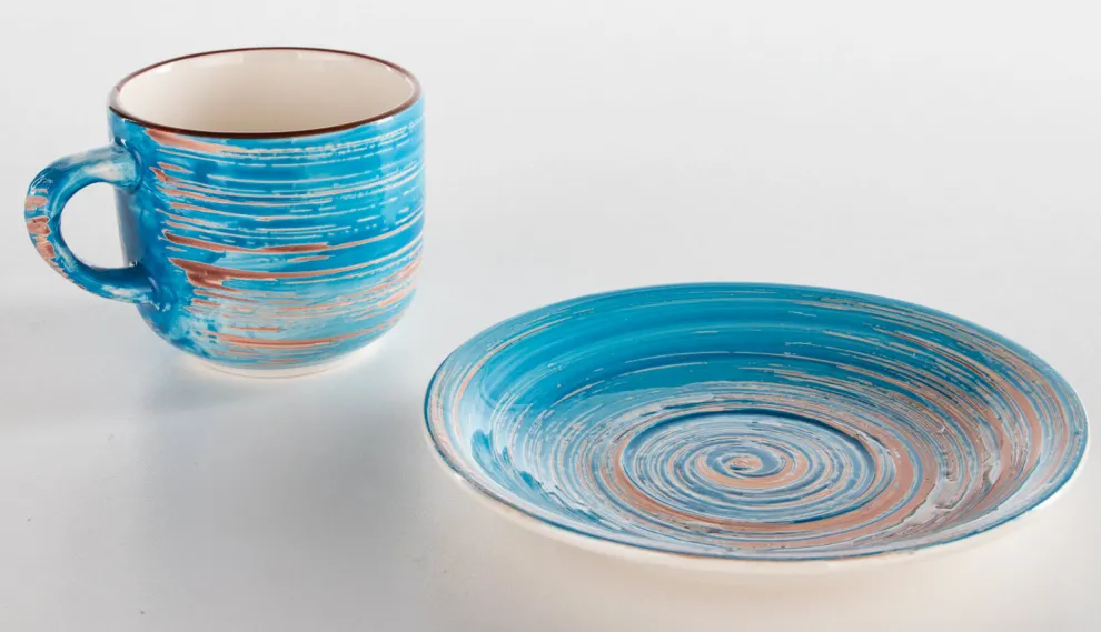 Koffiekopje Swirl Blauw (2-delig)
