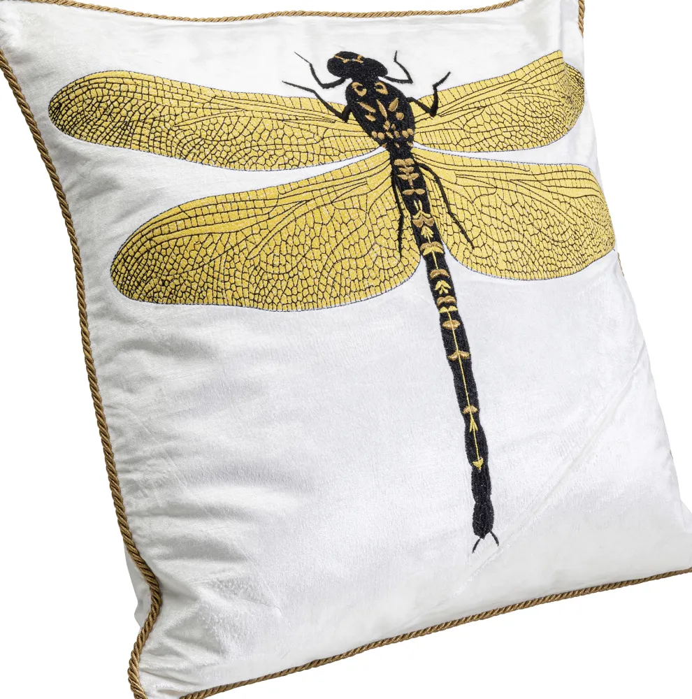 Kussen Glitter Dragonfly White 40x40cm