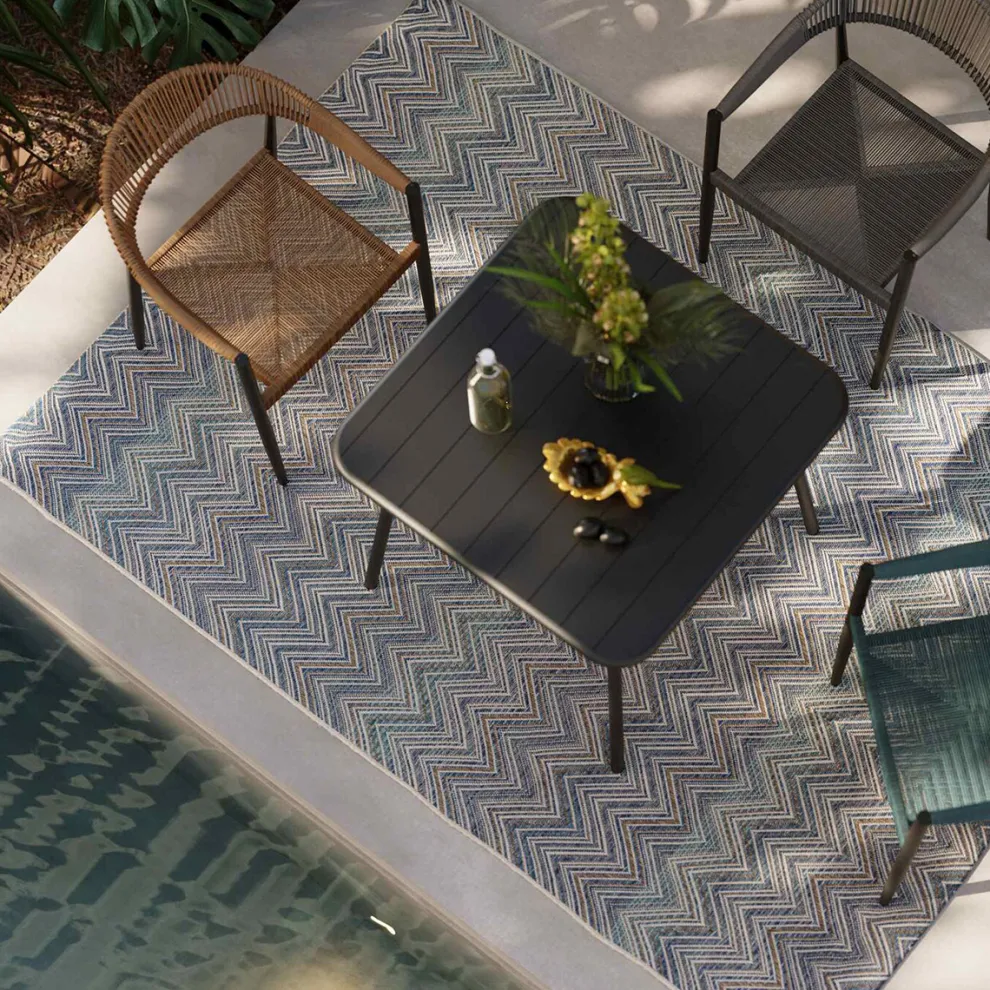 Outdoor Vloerkleed Zigzag Blue 160x230cm