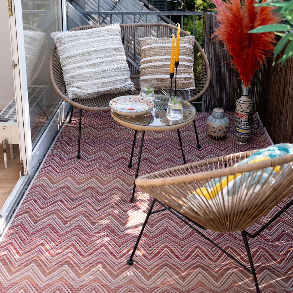 Outdoor Vloerkleed Zigzag Red 160x230cm