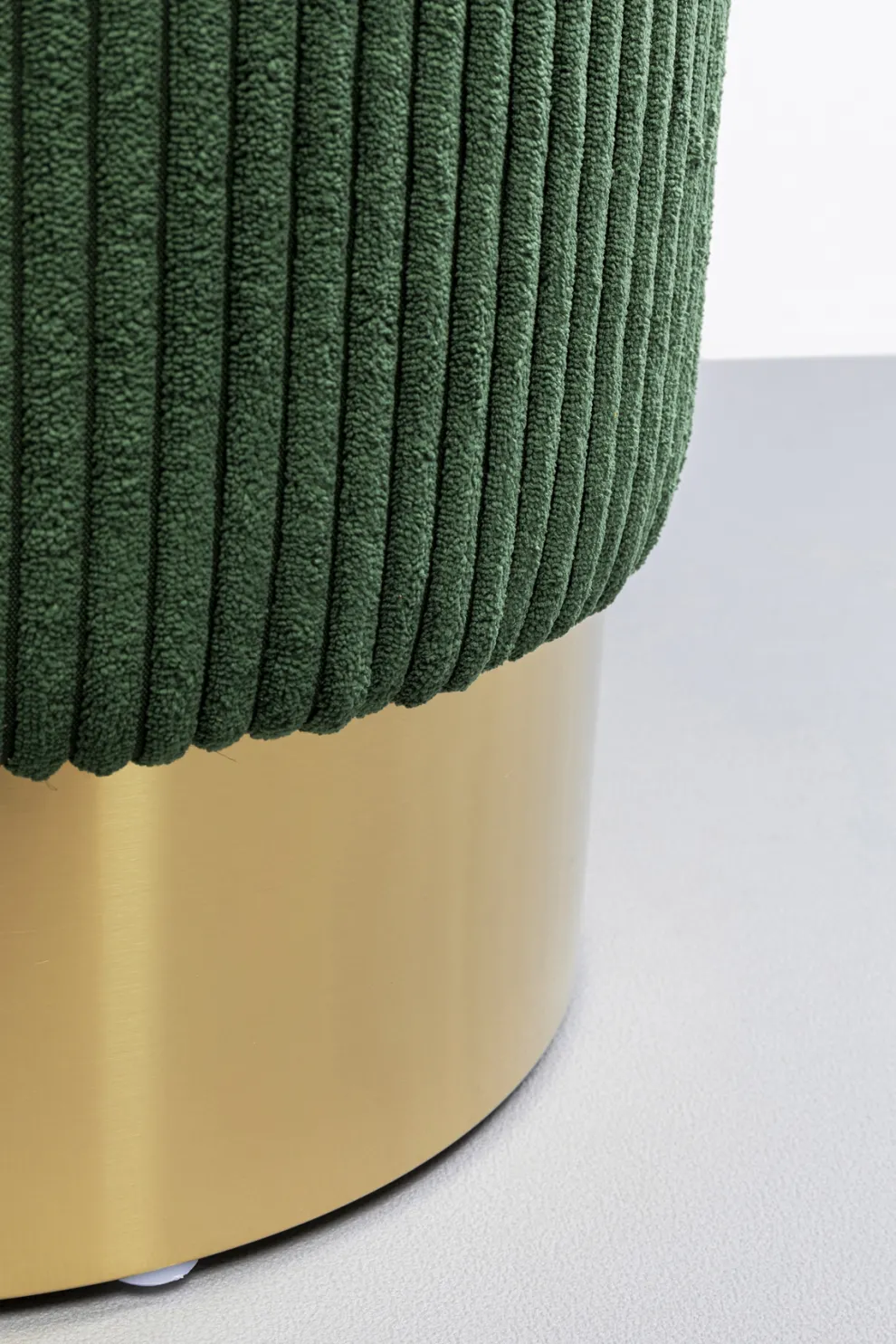 Poef Cherry Dark Green Cord Brass Ø35cm