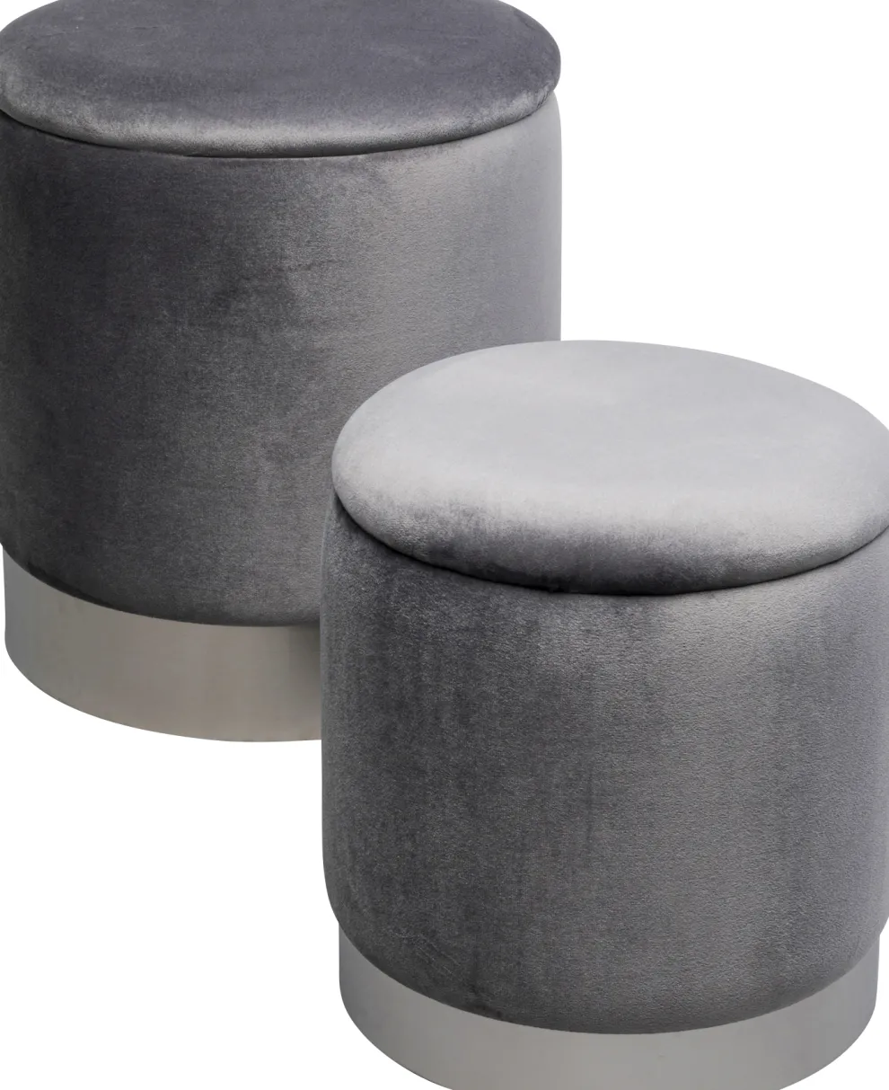 Poef Cherry Storage Grey Silver (2/set)