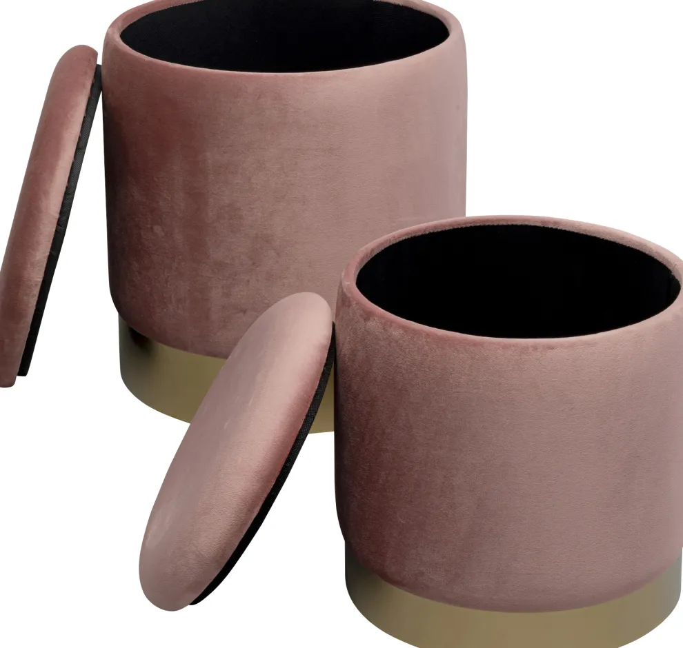 Poef Cherry Storage Mauve Brass (2/set)