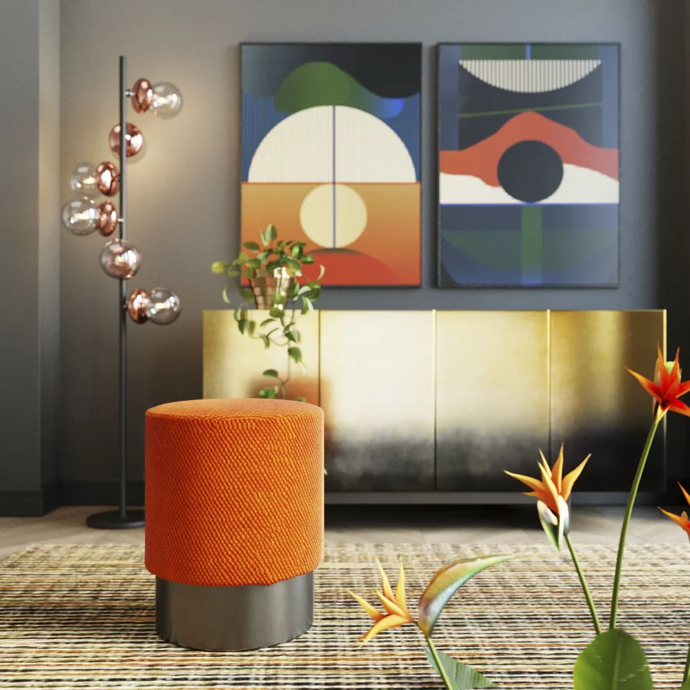 Poef Jody Orange Mesh Black 35cm