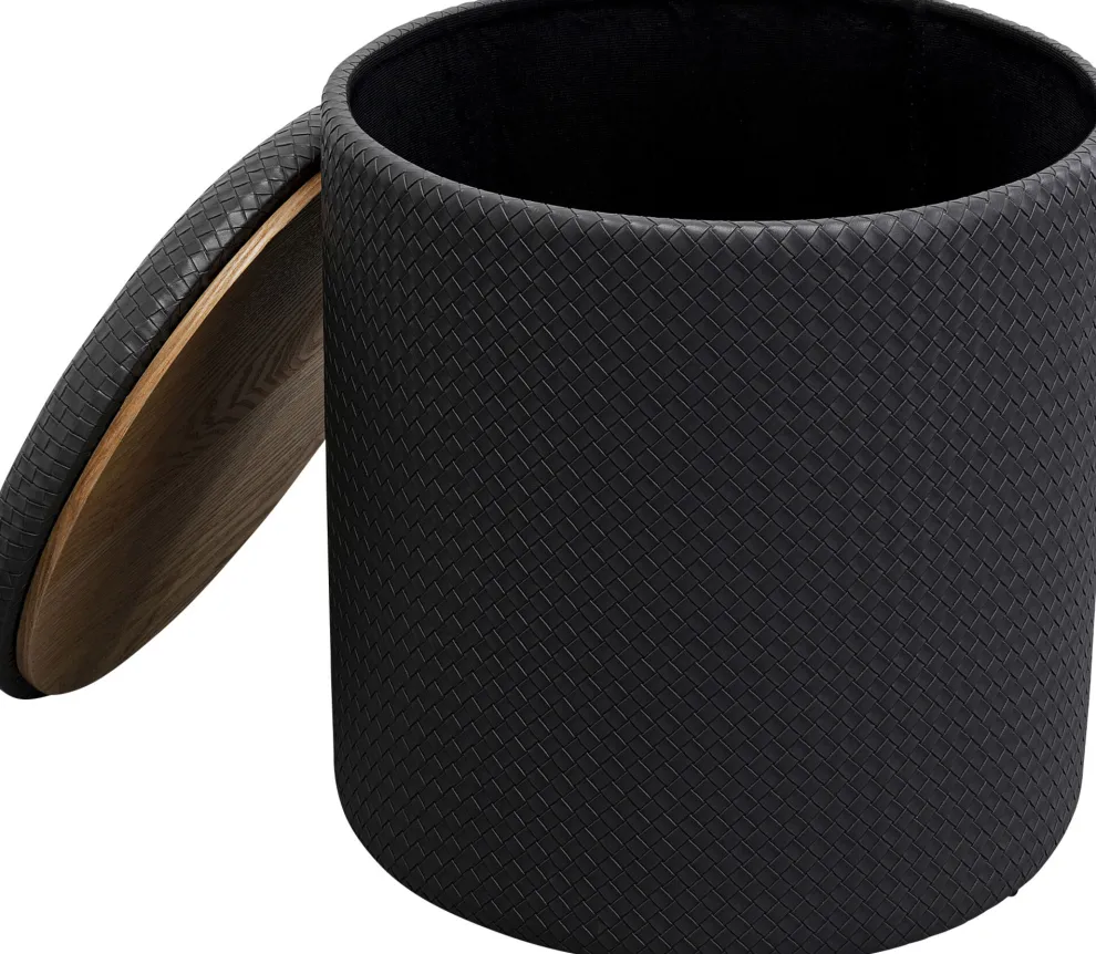 Poef Venezia Storage Black 40cm