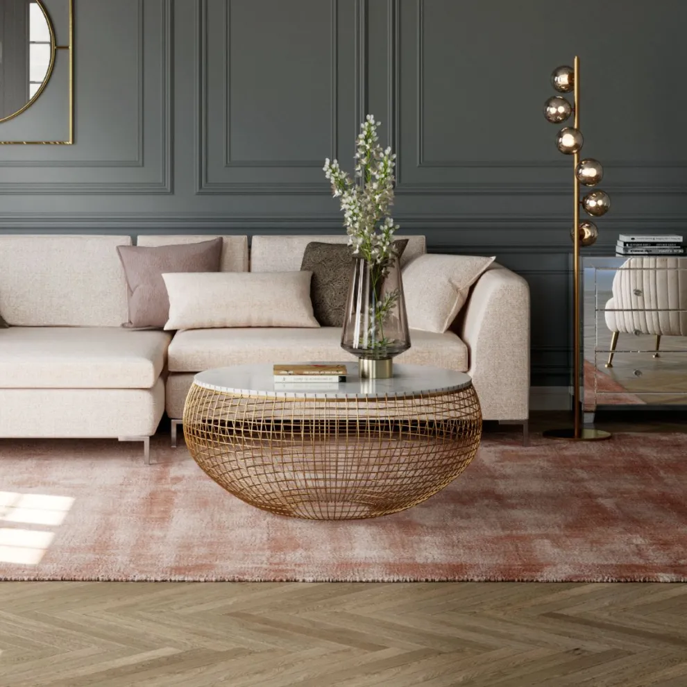 Salontafel Cesta Marmer Goud Ø100cm