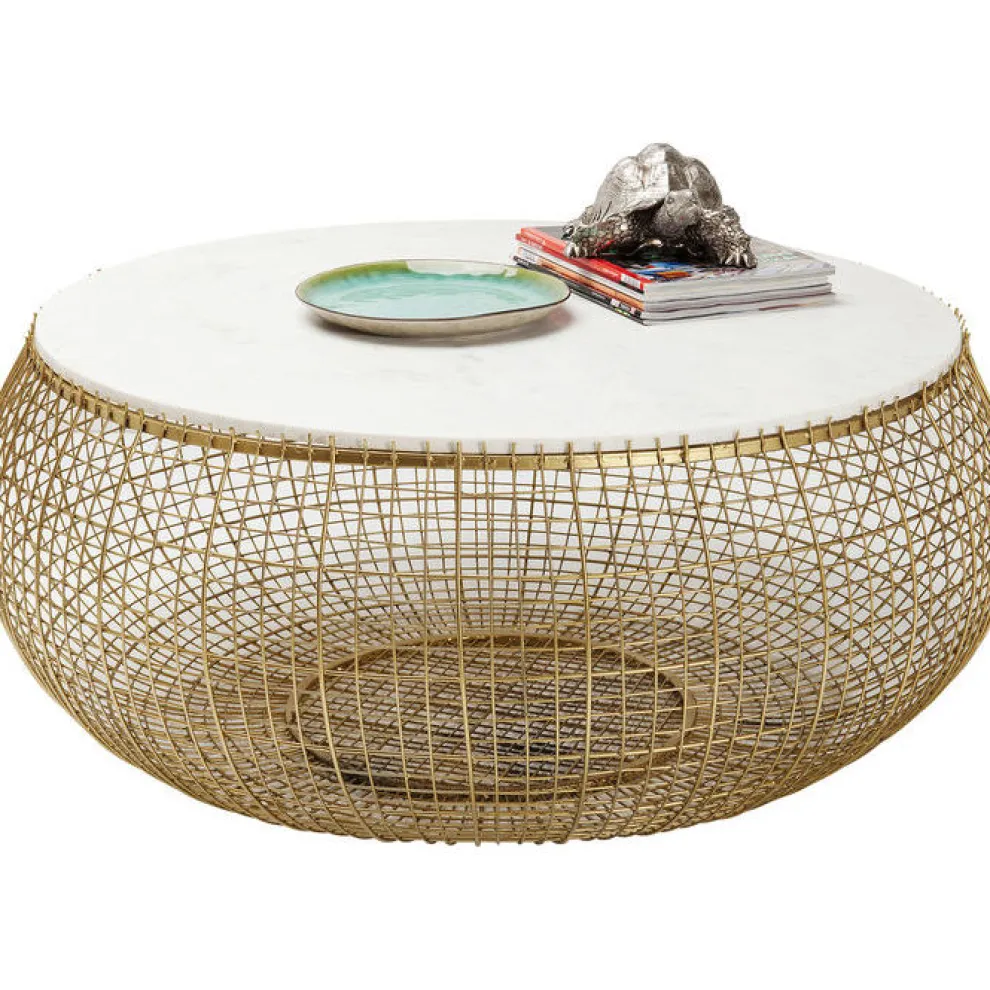 Salontafel Cesta Marmer Goud Ø100cm