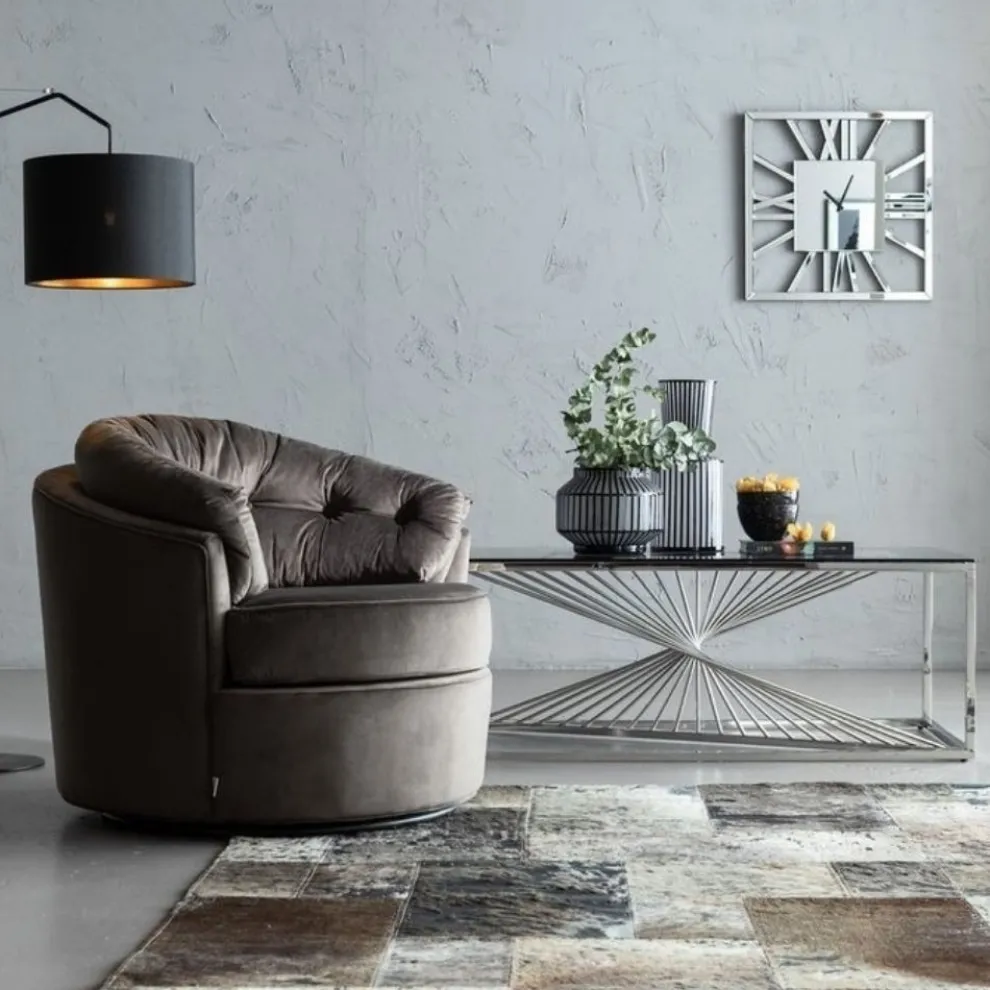 Salontafel Laser Zilver Helder Glas 120x60cm