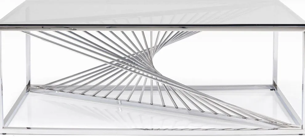 Salontafel Laser Zilver Helder Glas 120x60cm
