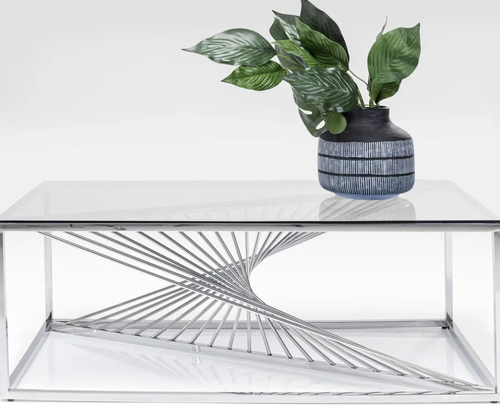 Salontafel Laser Zilver Helder Glas 120x60cm