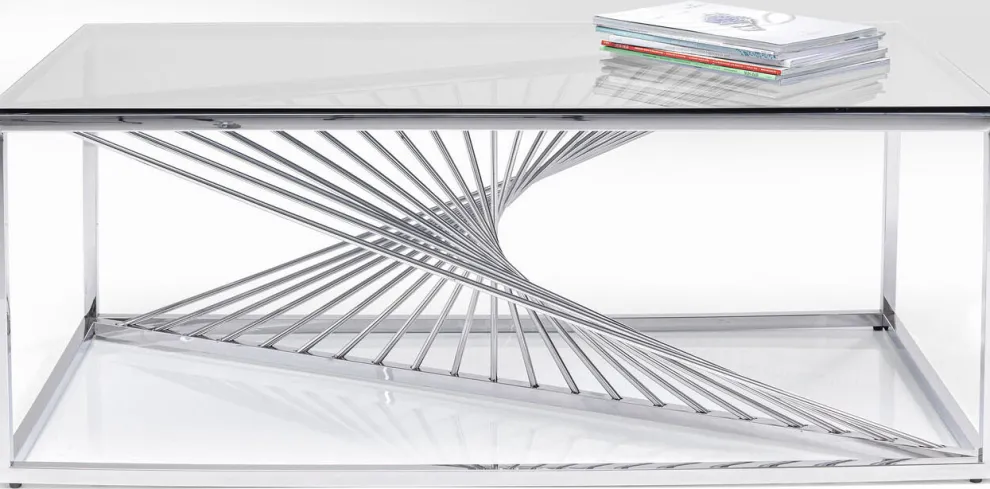 Salontafel Laser Zilver Helder Glas 120x60cm