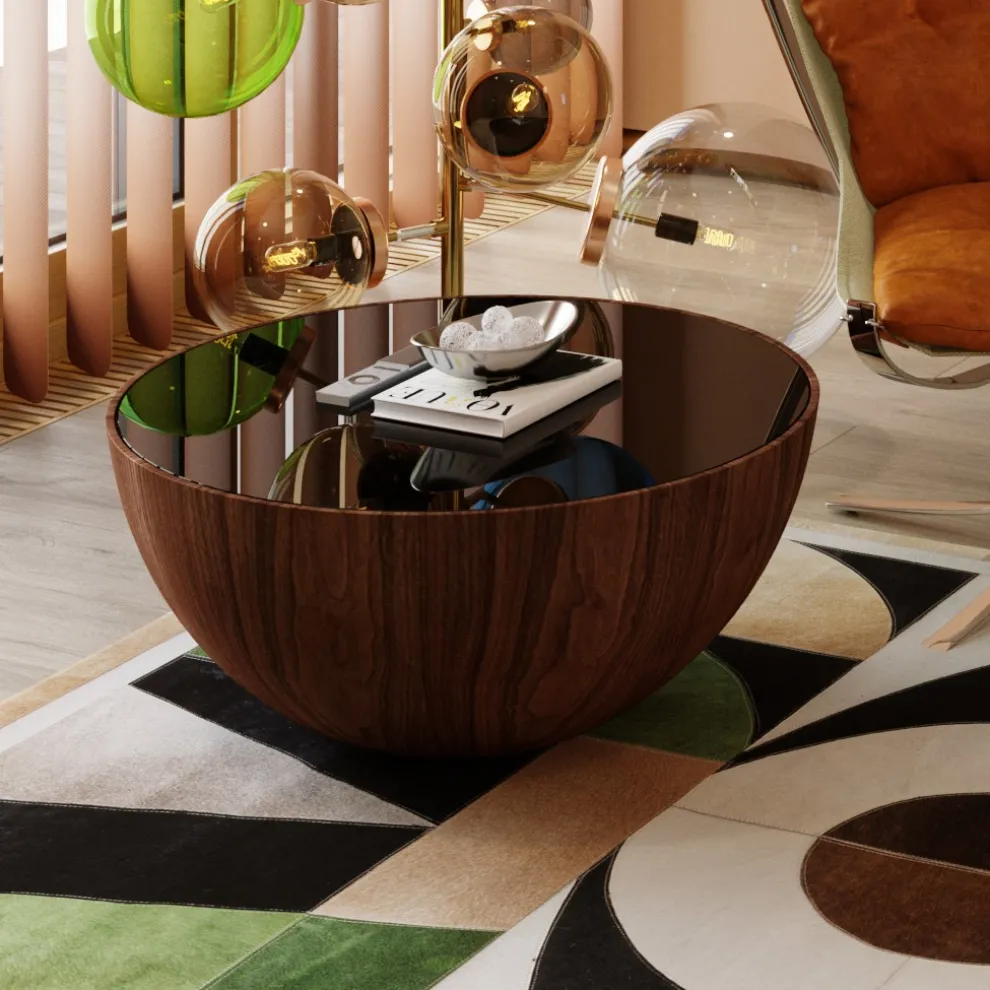 Salontafel Tear Drups Walnoot Ø80cm