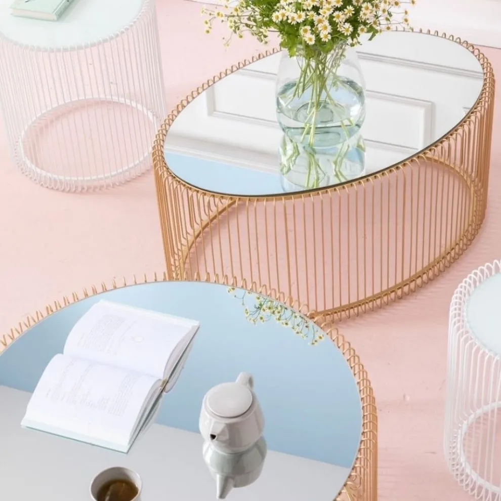 Salontafel Wire Uno Messing 60x90cm