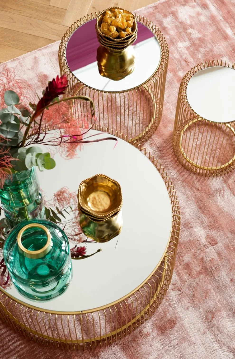 Salontafel Wire Uno Messing Ø80cm