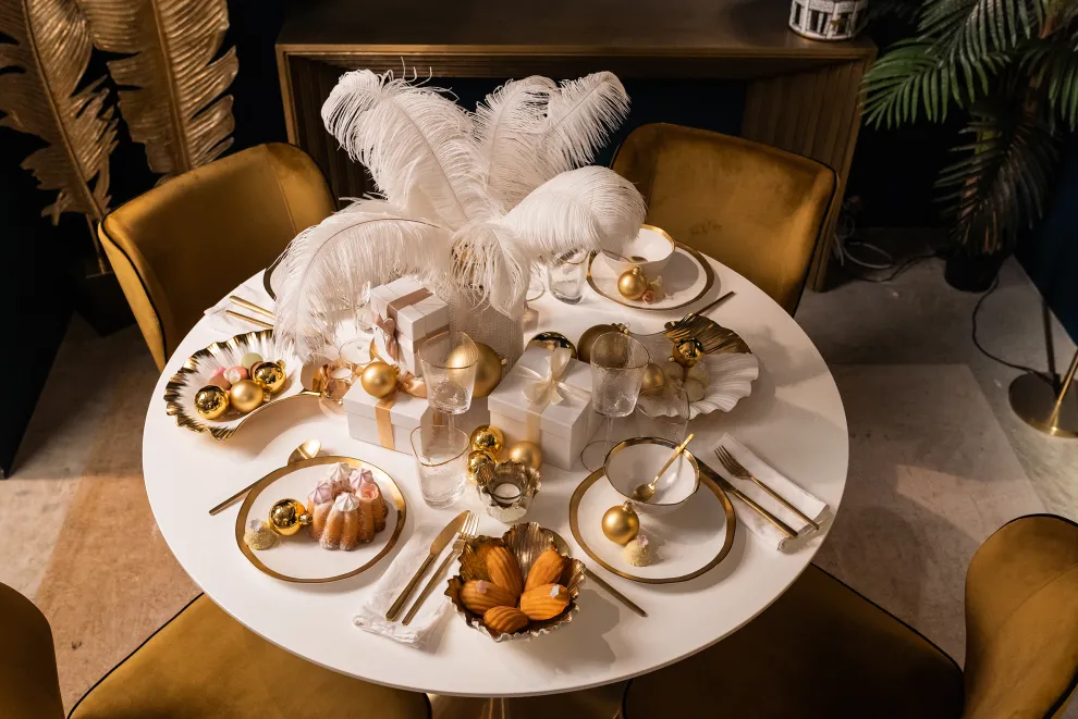 Schaal Flower Bloom Creme Goud Ø25