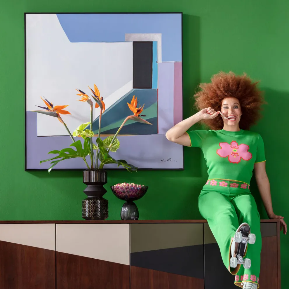 Schilderij Abstract Shapes Purple 113x113cm