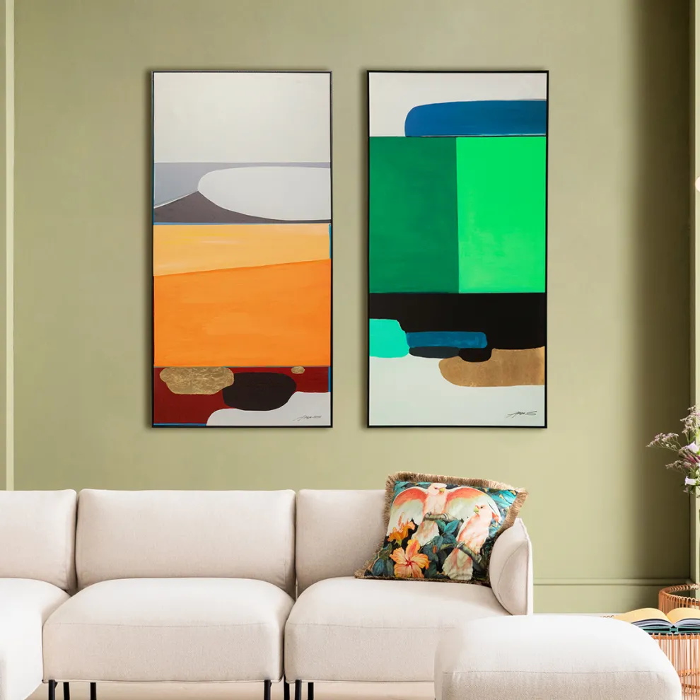 Schilderij Abstract Shapes Orange 73x143cm