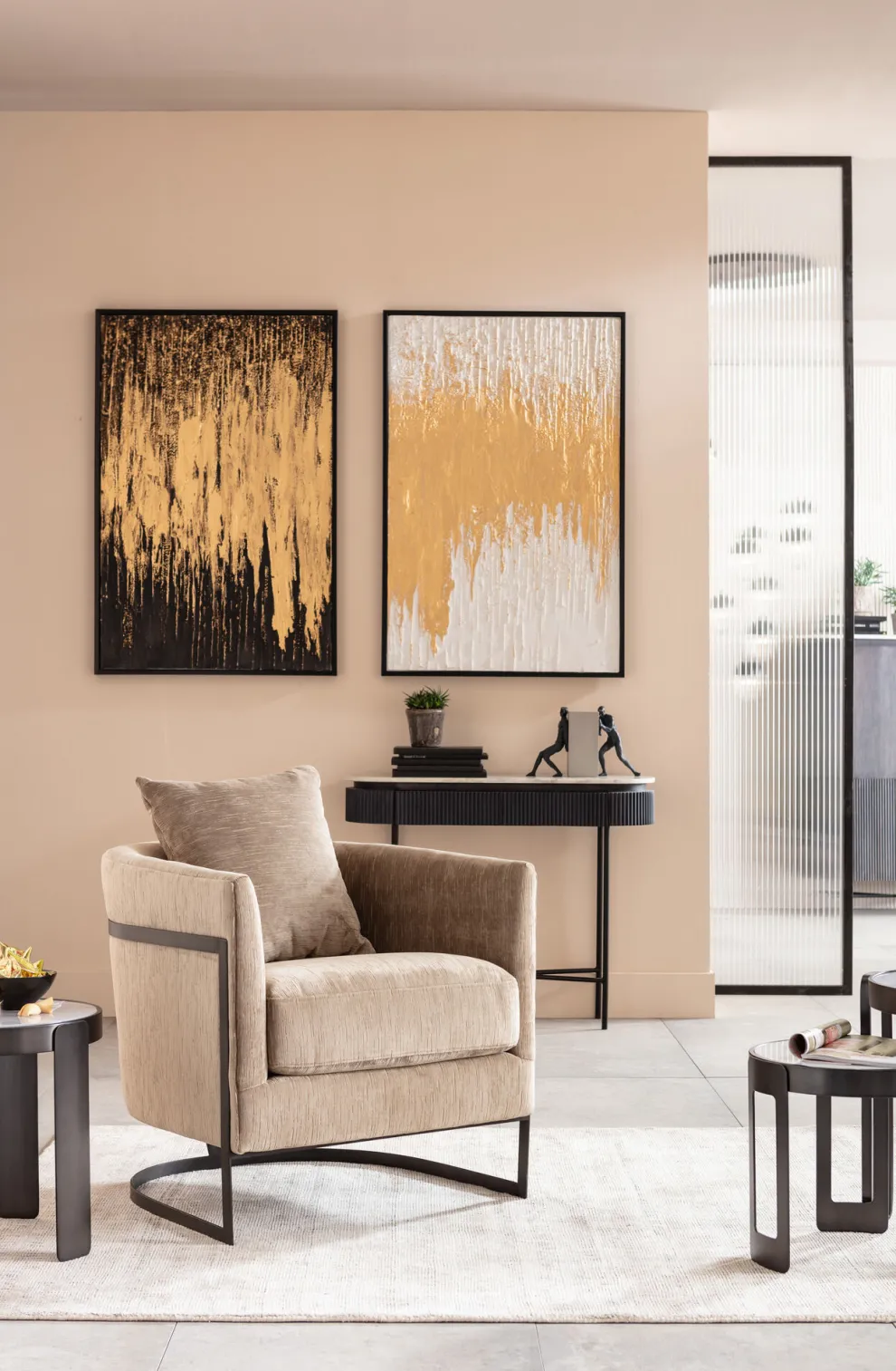 Schilderij Abstract Zwart 80x120cm