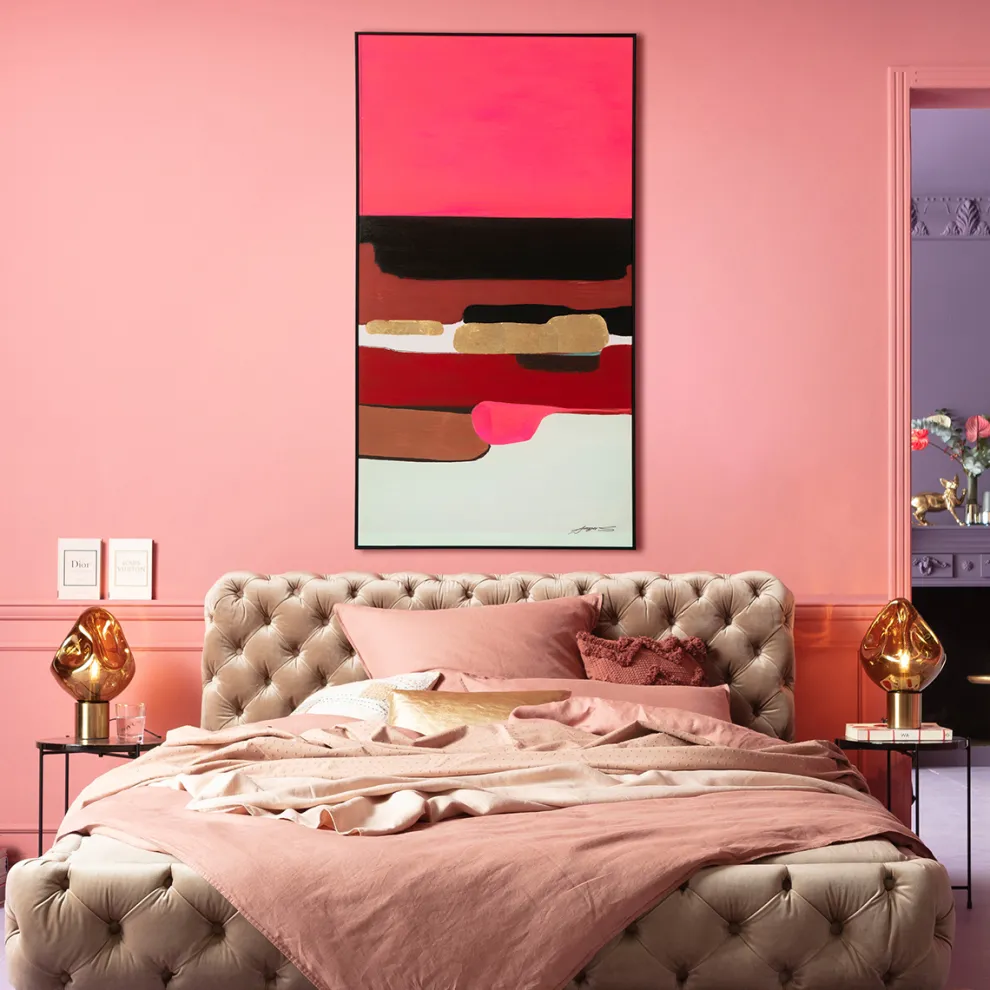 Schilderij Abstract Shapes Pink 73x143cm