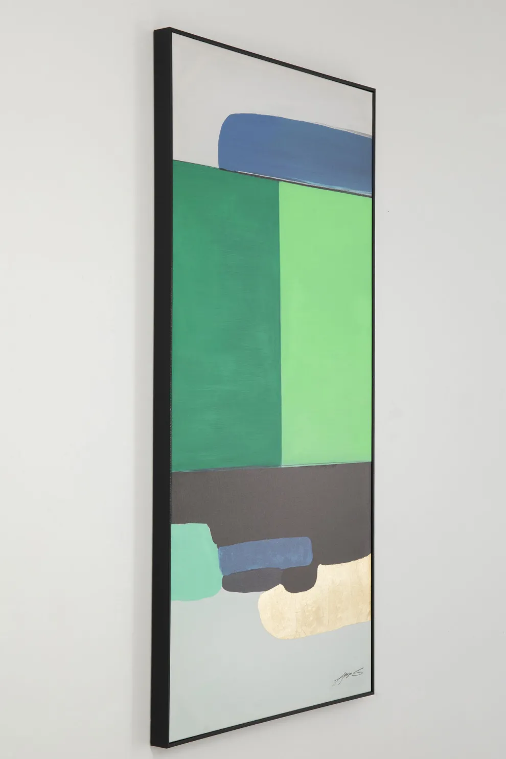 Schilderij Abstract Shapes Green 73x143cm