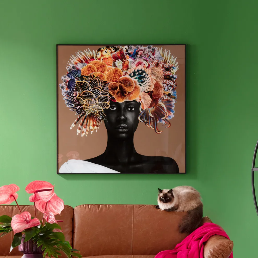 Schilderij Flower Hair 120x120cm