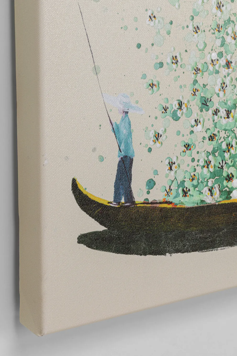 Schilderij Flower Boat Beige Green 80x100cm