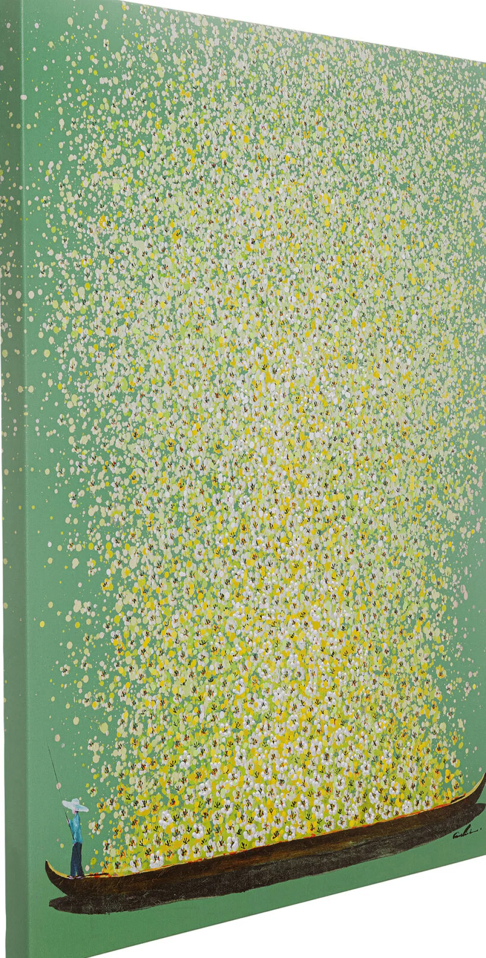 Schilderij Flower Boat Green Yellow 80x100cm